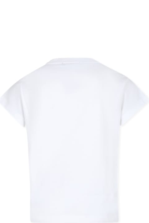 ガールズ トップス Balmain White T-shirt For Girl With Logo