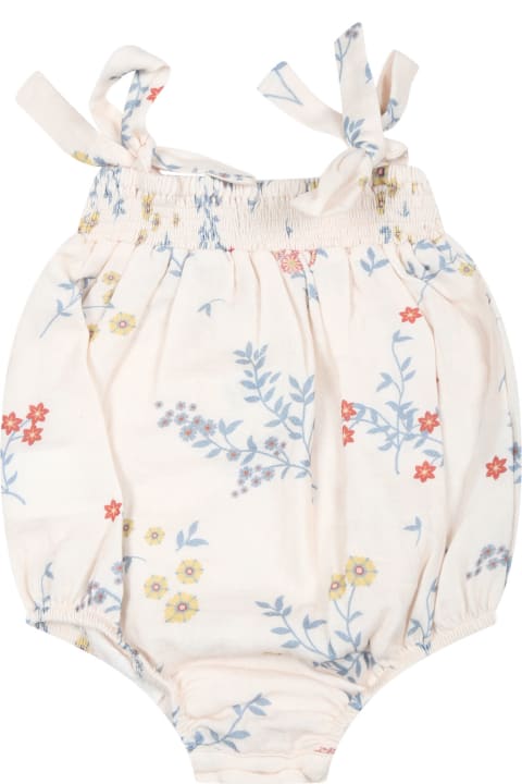 Fashion for Baby Girls Coco Au Lait Ivory Romper For Baby Girl With Flowers Print