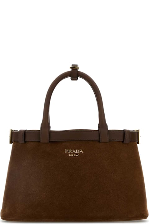 Homeware Prada Brown Suede Prada Buckle Handbag