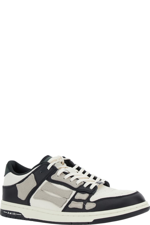 Shoes for Men AMIRI Black And White Low Top Sneakers With Panels In Leather Man