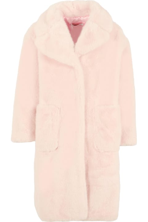 أدوات منزلية Monnalisa Pink Faux Fur Coat For Girl