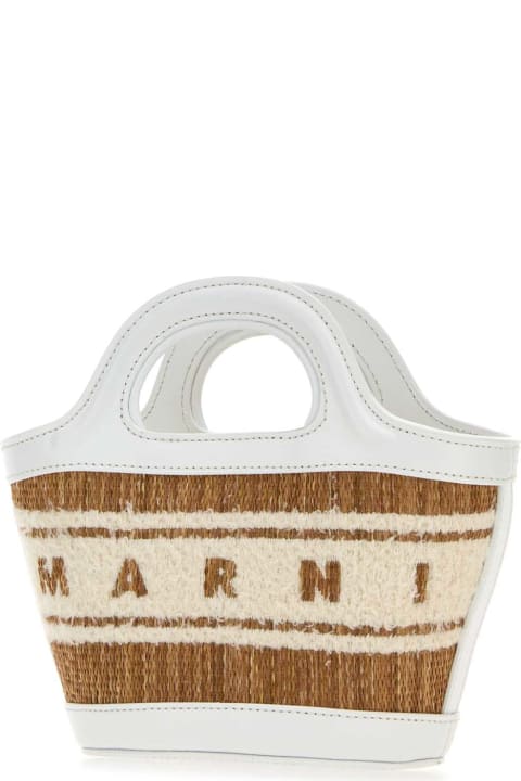 Homeware Marni Two-tone Raffia And Leather Micro Tropicalia Summer Handbag