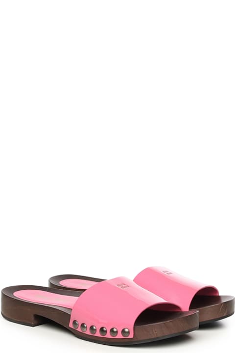 Miu Miu Patent Leather Clogs With Logo