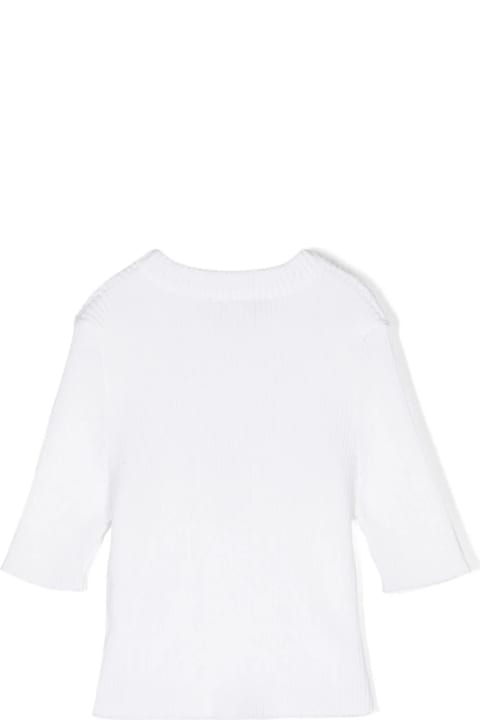 Fashion for Girls Missoni Kids White Ribbed Sweater With Rhinestone Logo