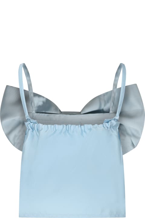 Caroline Bosmans Topwear for Girls Caroline Bosmans Light Blue Top For Girl With Bow