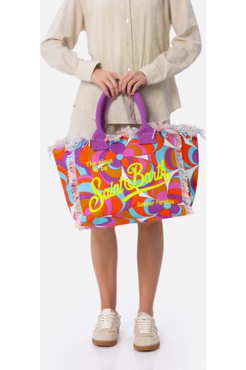 أدوات منزلية MC2 Saint Barth Cotton Canvas Vanity Tote Bag With Daisy Print