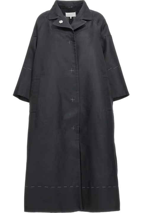 Coats & Jackets for Women Maison Margiela Contrast Stitching Silk Coat