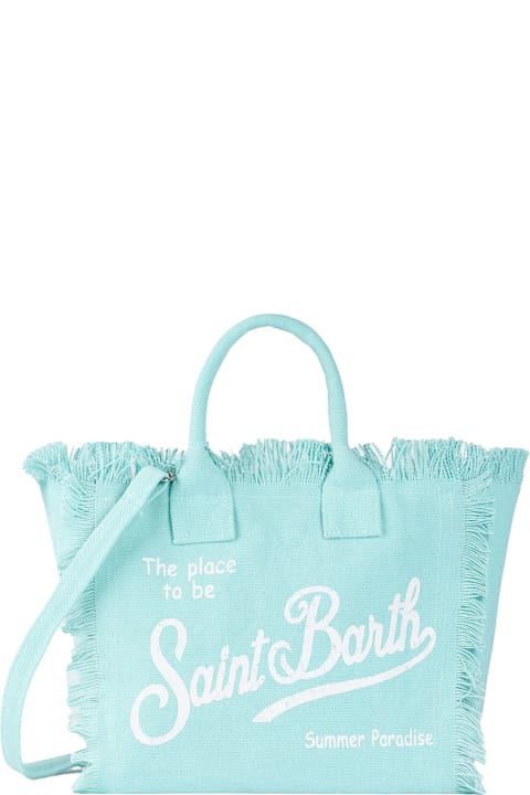 MC2 Saint Barth Accessories & Gifts for Girls MC2 Saint Barth 'colette' Light Blue Handbag With Adjustable And Removable Shoulder Strap And Logo Lettering On The Front In Linen Girl