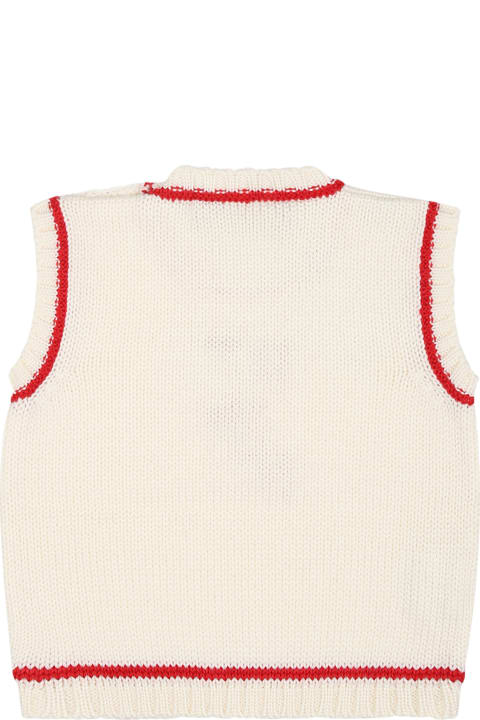 La stupenderia Sweaters & Sweatshirts for Baby Girls La stupenderia White Vest Sweater For Baby Boy With Writing