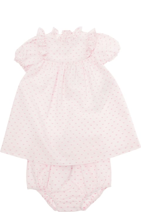 Emporio Armani for Kids Emporio Armani Pink Set With Flounces And All-over Hearts Print In Cotton Baby