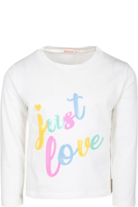 Homeware Billieblush Ivory T-shirt For Girl With Writing