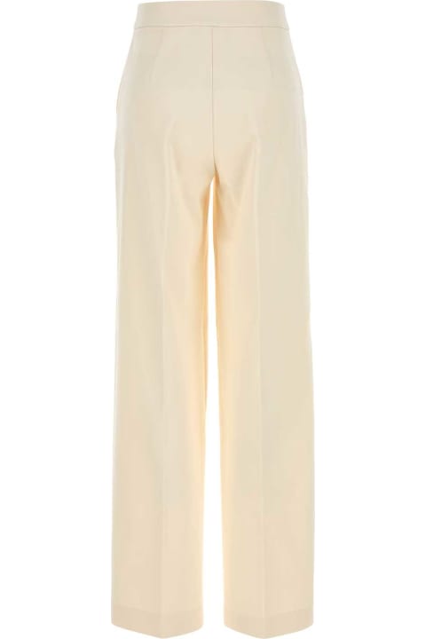 Max Mara for Women Max Mara Ivory Stretch Cotton Orche Wide-leg Pant