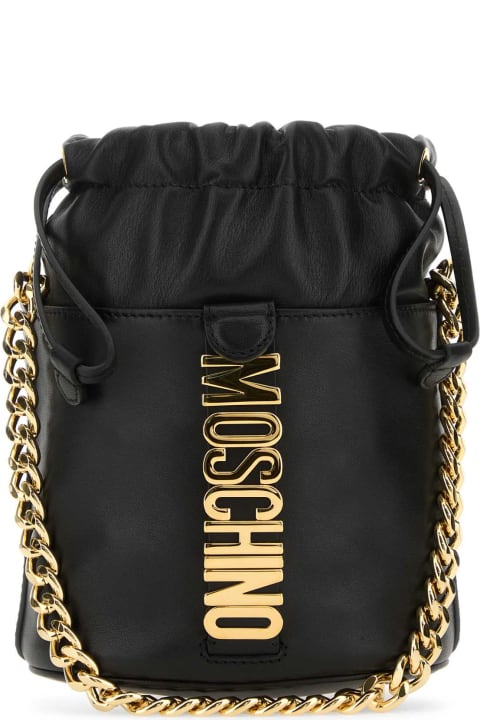ウィメンズ新着アイテム Moschino Black Leather Bucket Bag