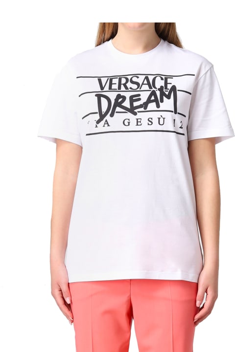 ウィメンズ Versaceのウェア Versace Logo Cotton T-shirt