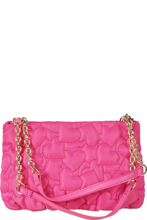 Love Moschino for Women Love Moschino Heart Embroidered Logo Embossed Shoulder Bag