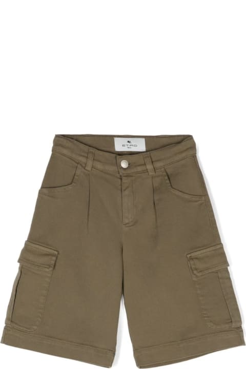 Bottoms for Boys Etro Green Cargo Shorts With Logo