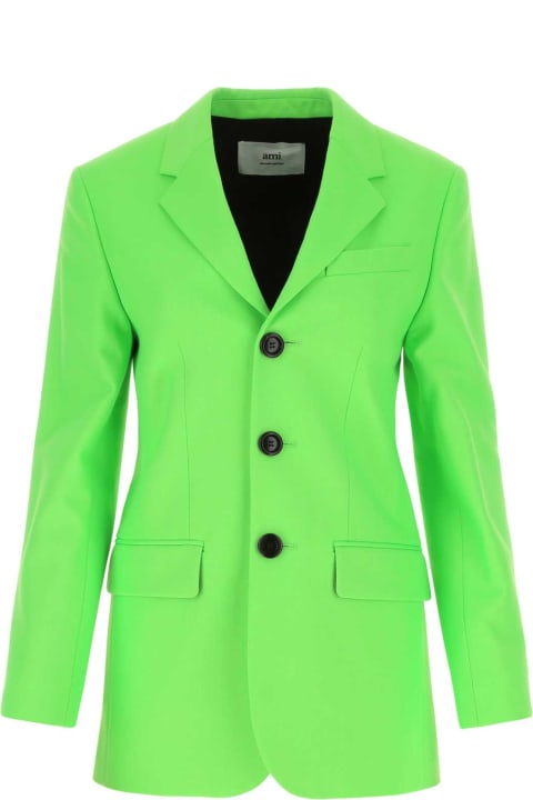 Ami Alexandre Mattiussi Coats & Jackets for Women Ami Alexandre Mattiussi Fluo Green Wool And Acrylic Blazer