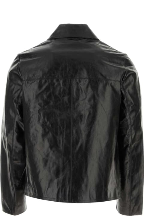 メンズ コート＆ジャケット Ami Alexandre Mattiussi Black Leather Jacket