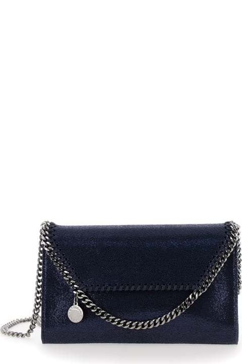 ウィメンズ バッグ Stella McCartney 'mini Falabella' Blue Crossbody Bag With Logo Charm In Eco Leather Woman