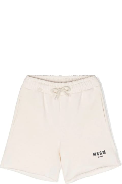 メンズ新着アイテム MSGM Cream Shorts With Logo And Drawstring
