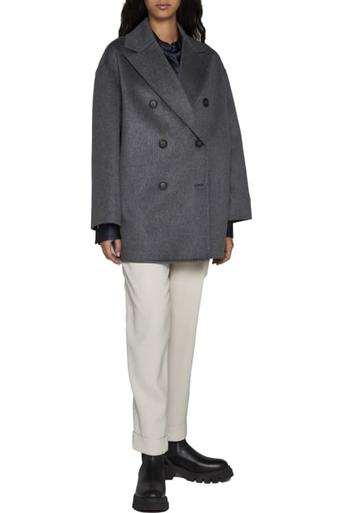 Coats & Jackets for Women Brunello Cucinelli Cashmere Beaver Peacoat