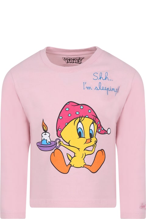 MC2 Saint Barth Underwear for Girls MC2 Saint Barth Pink Pajama T-shirt For Girl With Titty Print