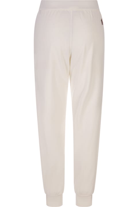 Fleeces & Tracksuits for Women Moncler Grenoble White Joggers With Contrast Drawstring
