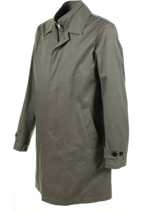 Fay for Men Fay Long Green Jacket With Zip And Collar