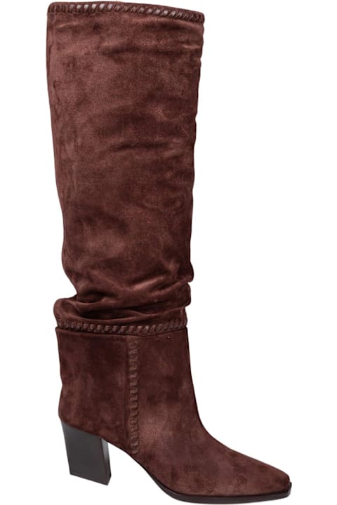 Jimmy Choo Hart Stitch Knee Boot 60 In Chocolate Suede