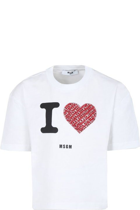 Homeware MSGM White T-shirt For Girl With Logo