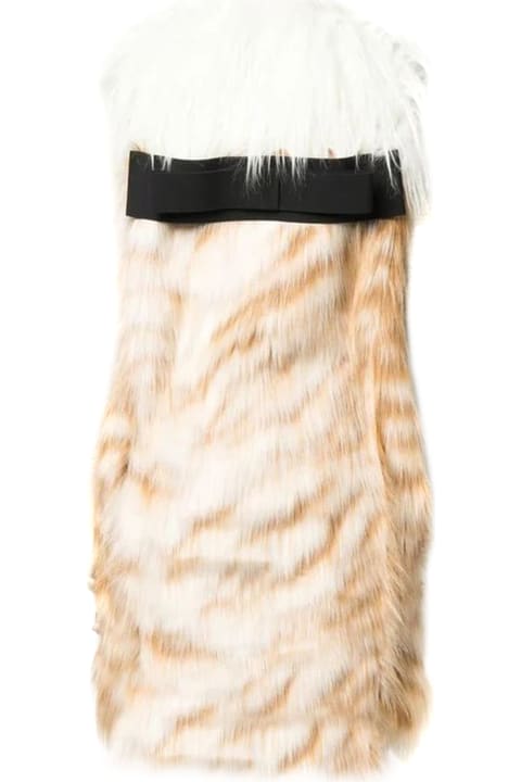 Beige And White Faux Fur Gilet