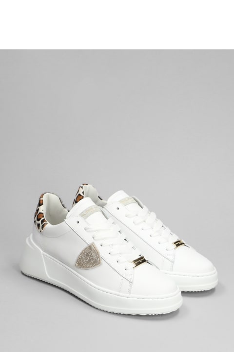 Philippe Model Sneakers for Women Philippe Model Tres Temple Low Sneakers In White Leather