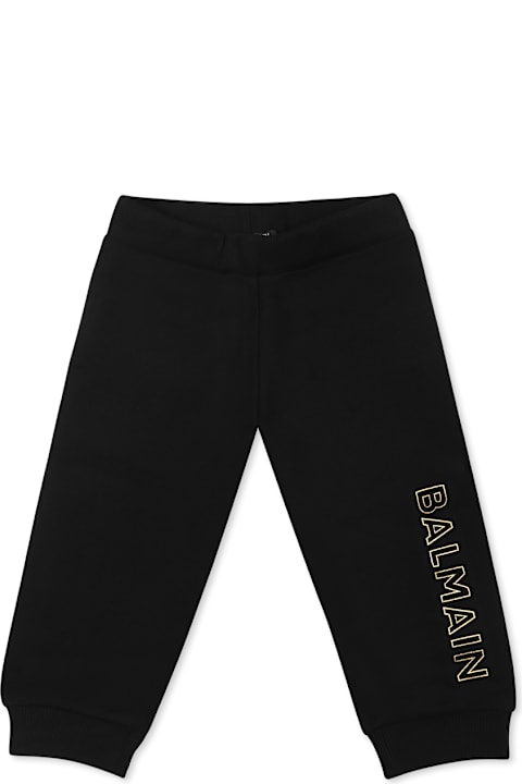 ベビーガールズ Balmainのボトムス Balmain Black Trousers For Babykids With Logo