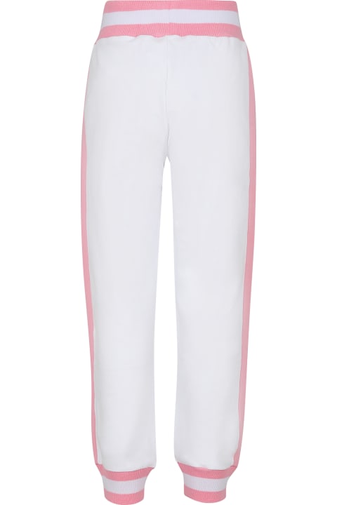 Monnalisa Bottoms for Girls Monnalisa White Trousers For Girl With Writing And Rhinestone