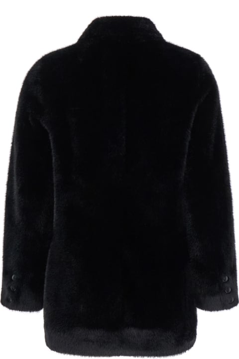 Valentini 1972 Coats & Jackets for Women Valentini 1972 Black Double-breasted Jacket With Notched Revers In Ecofur Woman