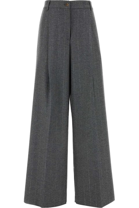 Hebe Studio Clothing for Women Hebe Studio Embroidered Stretch Wool Blend Gabrielle Wide-leg Pant