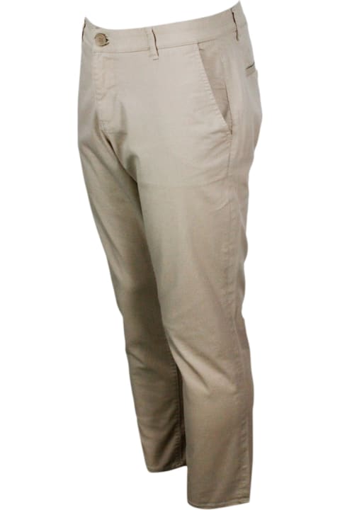 Armani Collezioni Pants for Men Armani Collezioni Stretch Cotton Trousers With Welt Pockets And Zip And Button Closure