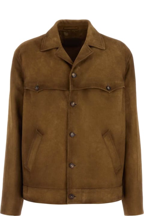 Prada Coats & Jackets for Men Prada Camel Suede Jacket