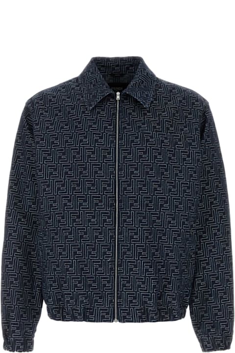 Fendi Coats & Jackets for Men Fendi Embroidered Denim Bomber Jacket
