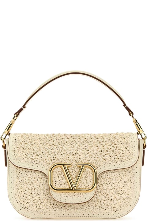 Valentino Garavani Bags for Women Valentino Garavani Ivory Raffia And Leather Vlogo Handbag