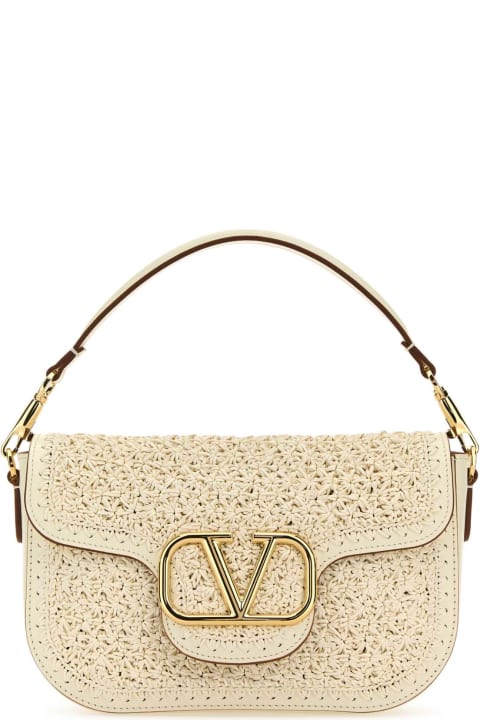 Valentino Garavani for Women Valentino Garavani Ivory Raffia And Leather Vlogo Handbag