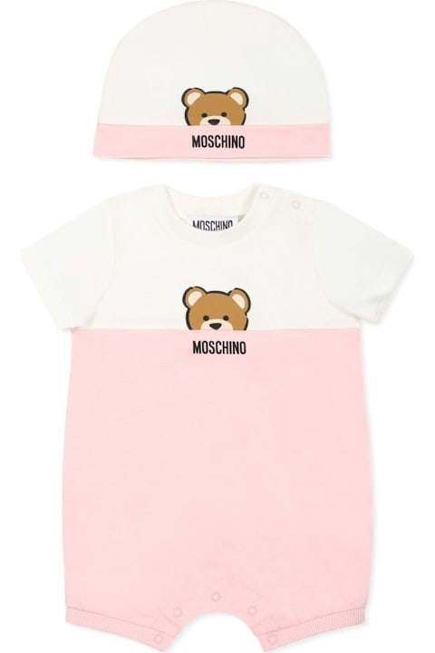 Moschino Bodysuits & Sets for Women Moschino Pink Set With One-piece And Beanie With Logo Detail On The Front In Cotton Baby