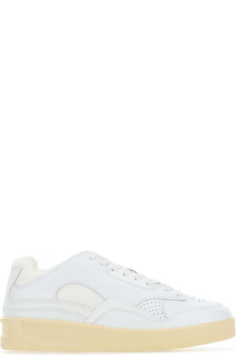 Jil Sander Sneakers for Women Jil Sander White Leather And Fabric Basket Sneakers