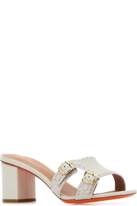 Santoni Chalk Leather Didi Mules