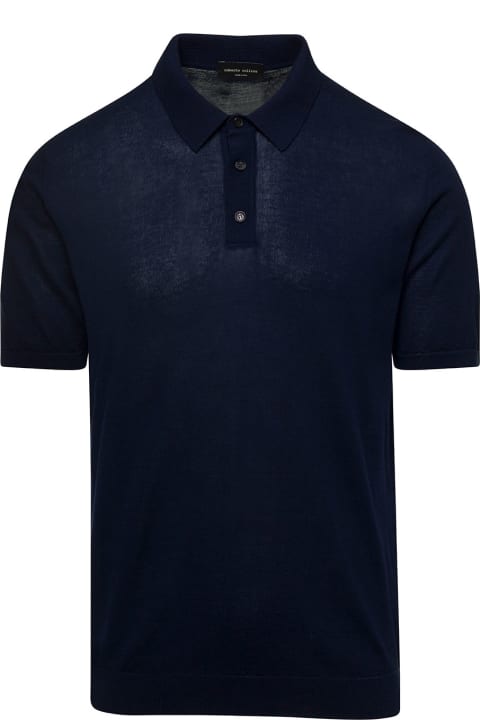 Blue Classic  Polo T-shirt In Cotton Man