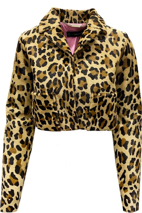 ウィメンズ Dsquared2のコート＆ジャケット Dsquared2 Leopard Calf Hair Cropped Jacket