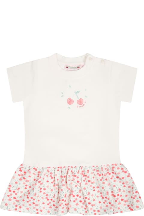 Bonpoint for Baby Girls Bonpoint White Casual Dress For Girl With Cherries