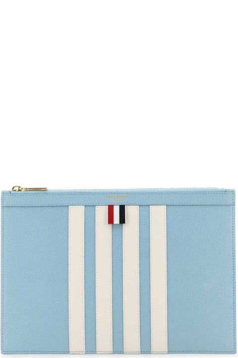 Thom Browne Bags for Men Thom Browne Pastel Light Blue Leather Clutch