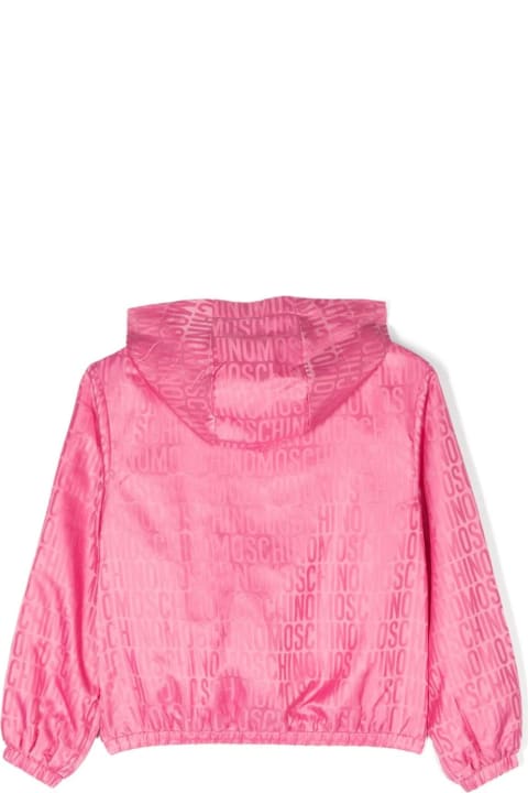 Moschino Topwear for Girls Moschino Pink Windbreaker Jacket With All-over Jacquard Logo