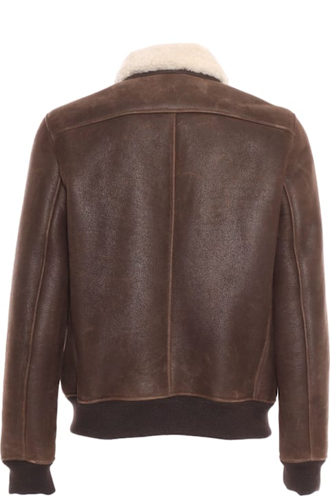 Stewart Coats & Jackets for Men Stewart Shearling Jacket With Shirt Collar Closed With A Strap And Buckle, Double Slider Front Zip Closure, 2 Side Pockets With Zip, Rib Knit Bottom And Cuffs
